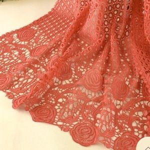 NEW VIBRANT RED ROSE LACE COTTON SCARF/WRAP